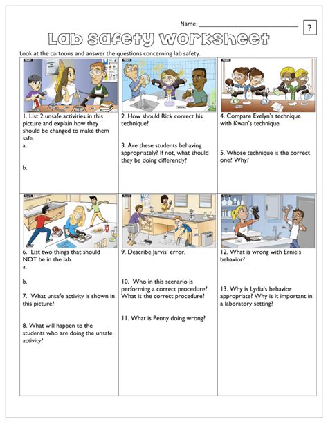 lab safety worksheet answers